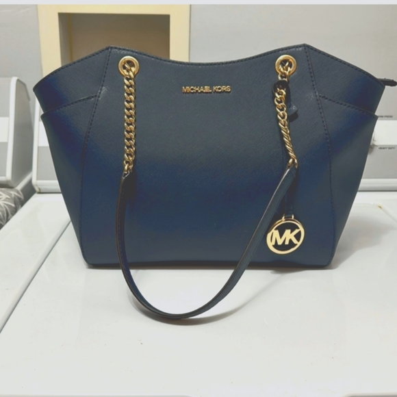 Michael Kors East-West Tote Navy blue excellent condition - Picture 1 of 7